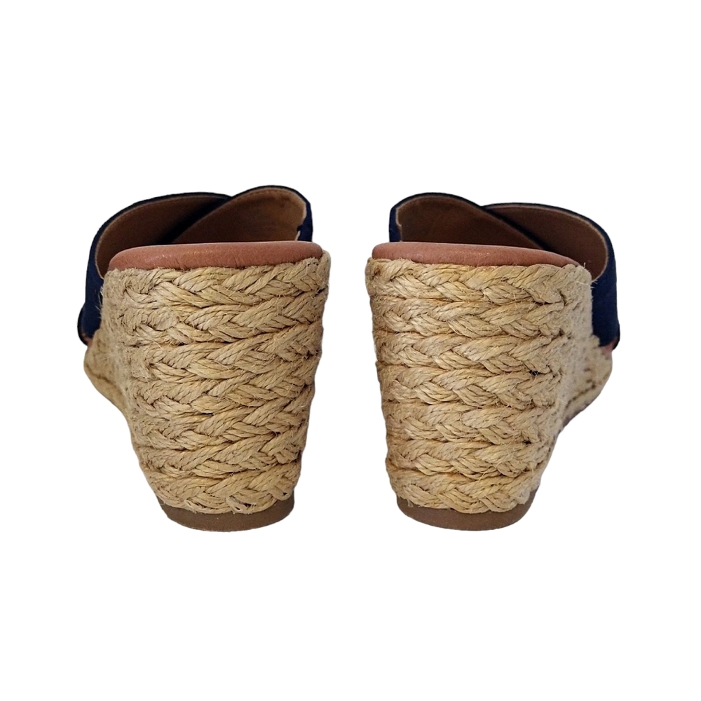 Tommy Bahama Stacey Navy Blue Criss-Cross Fabric Espadrille Wedge Sandals Beachy - Picture 5 of 8